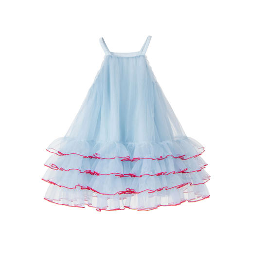 【清凉透气！甜美亮眼】女童蓝色连衣裙2026夏季宝宝甜美沙滩公主裙儿童吊带蓬蓬礼服纱裙。xb 商品图4