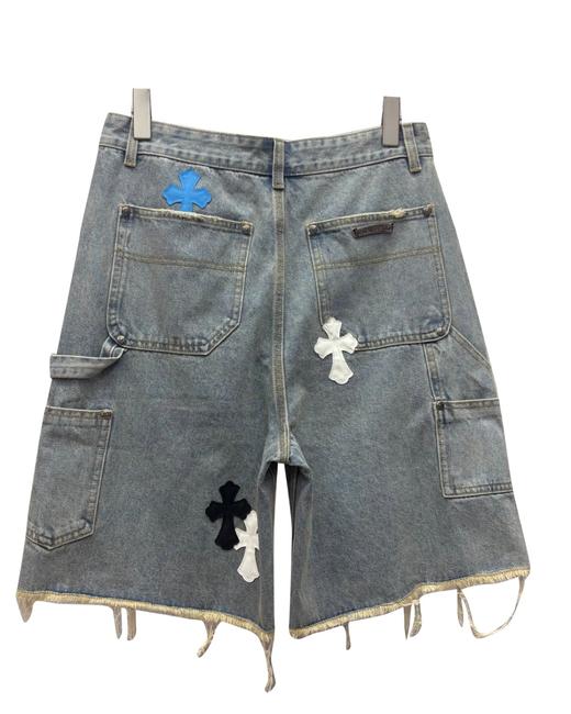 男款十字架毛边休闲短裤la009 商品图1