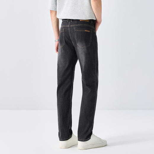 GXG男装秋冬季时尚简约后袋皮牌点缀男士牛仔直筒长裤K&C 商品图3