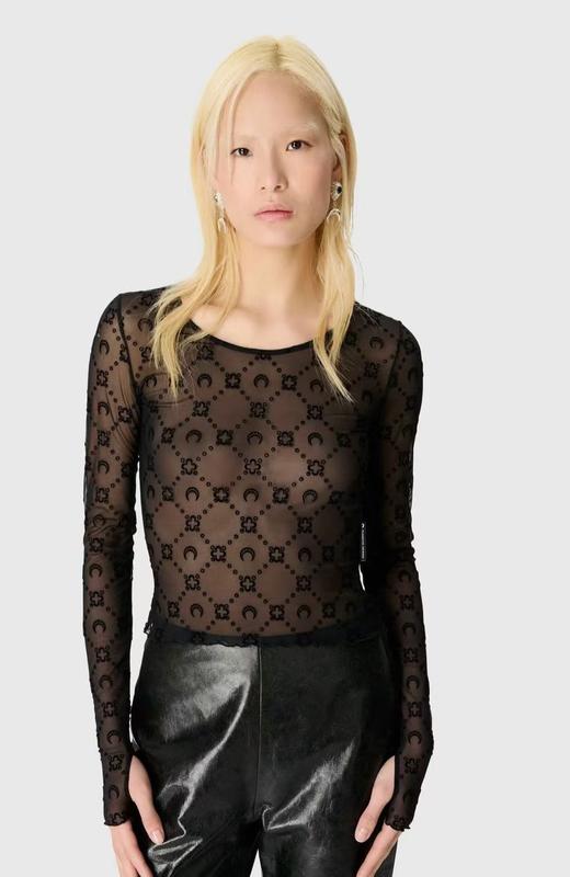 女款微透网纱长袖上衣he 商品图2