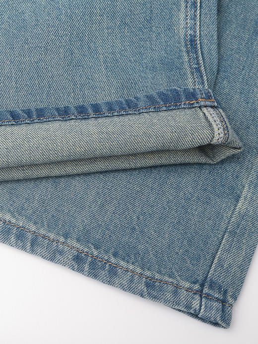 松弛感拉满！复古浅蓝高腰压褶阔腿牛仔裤 夏季垂感宽松显瘦直筒拖地长裤 商品图4