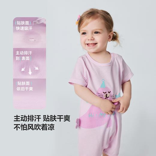 迷你巴拉巴拉婴儿外出连体衣宝宝多巴胺速干爬服亲肤排汗衣2026夏 商品图2