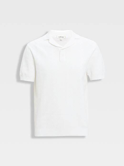 callisto咖色古巴领波浪蜂巢纹棉混纺T恤 商品图5