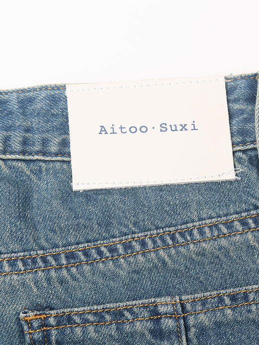 法式慵懒风复古做旧蓝高腰阔腿牛仔裤 垂感直筒 夏季宽松显瘦拖地长裤 商品图4