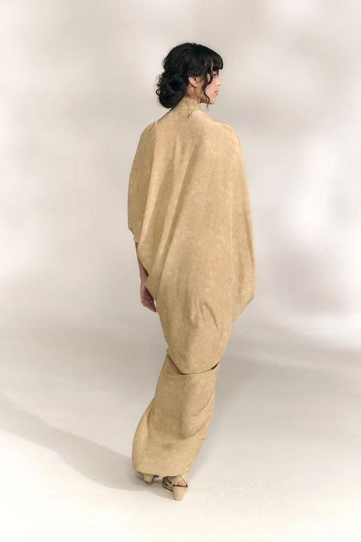 Cortana 26SS 薄杏晕染MAYU垂褶真丝连衣裙 商品图2