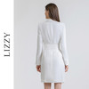 LIZZY 气质知性OL范缎面西装领不对称手工流苏边连衣裙（配腰带）7413 商品缩略图2
