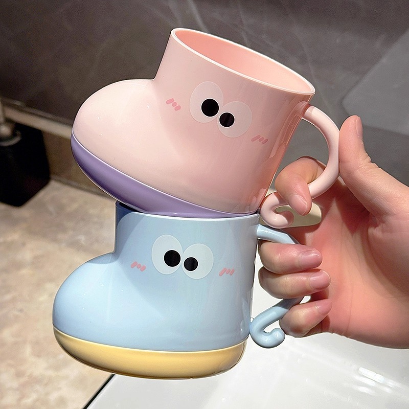 【易清洁！加厚杯身】小鞋子牙杯家用宿舍可爱漱口杯儿童牙缸情侣学生高颜值卡通洗漱杯.xb