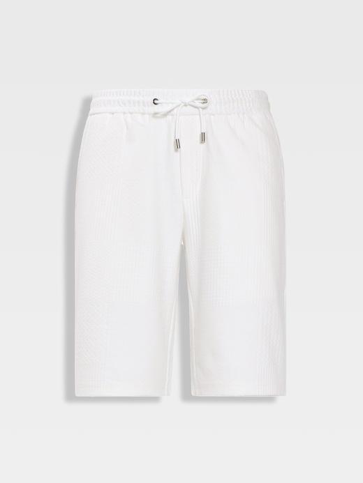 callisto白色重磅纯棉立体组合肌理提花休闲短裤 商品图0