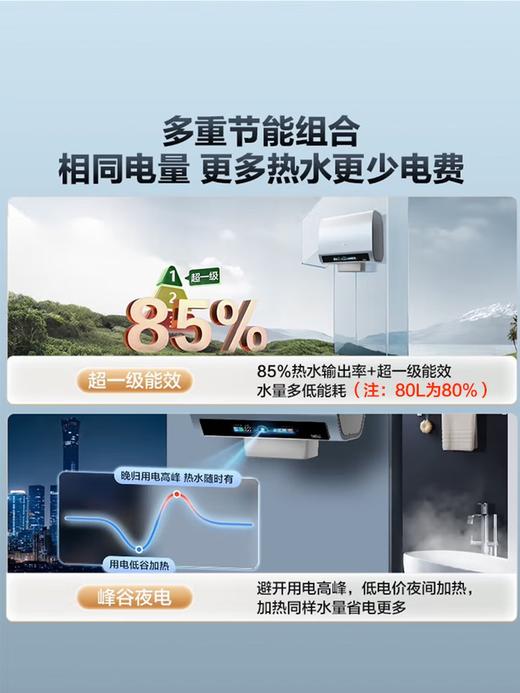 海尔（Haier）麦浪套系 电热水器BK7/BK7PLUS 小蓝瓶净肤洗 富锶净肤热水器60升 双胆扁桶 速热家用一级能效 80L 3300W 无镁棒BK7PLUS 商品图5