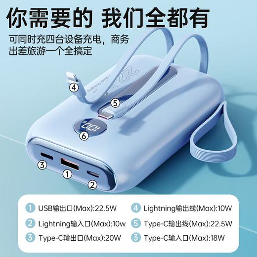 科沃RH203移动电源充电宝自带2线2万毫安3C认证快充可上飞机大容量 商品图2