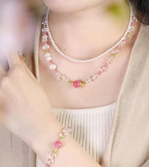 【宫里手串】桃红柳绿·天然白水晶蔷薇辉石碧玺小花手链/项链（48小时发货） 商品图5