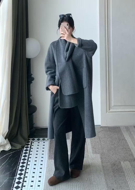 【门店同款】ENJOY冬季韩系带围巾长款大衣 166793848 商品图4