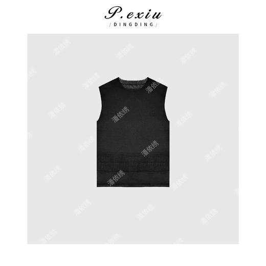 04-3潘依绣丁丁宠粉PanYiXiu/潘依绣人丝极简主义拼接设计圆领无袖针织背心 ZZ0533 商品图0
