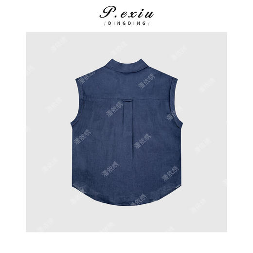 04-3潘依绣丁丁宠粉100%亚麻减龄感松弛重工刺绣无袖衬衫 M8918 商品图1