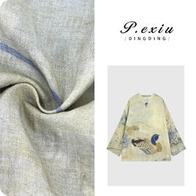 04-3潘依绣丁丁宠粉【苎上秋野】100%苎麻国风鸳鸯印花V领长袖衬衫M8855