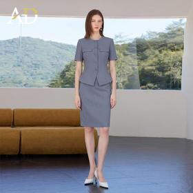 AD正式场合短袖西装套裙女夏2026新款职场穿搭案场客服工作服裙子
