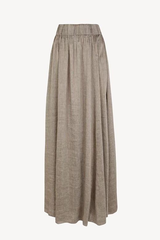 Cortana 26SS 灰棕细条纹手织丝麻ARIA半裙 商品图2