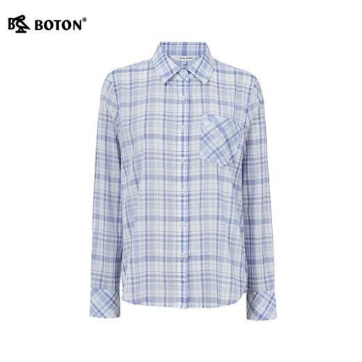 波顿女士春夏季梭织宽松翻领全开襟格纹长袖衬衫（薄款）LS161126D 商品图6