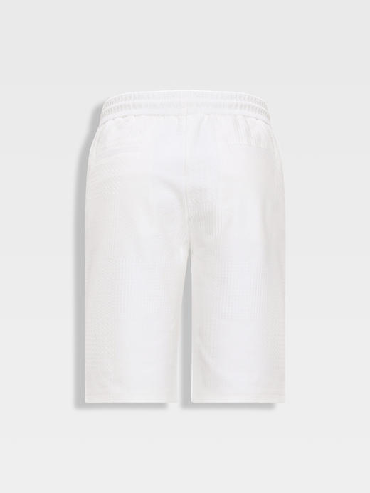 callisto白色重磅纯棉立体组合肌理提花休闲短裤 商品图1