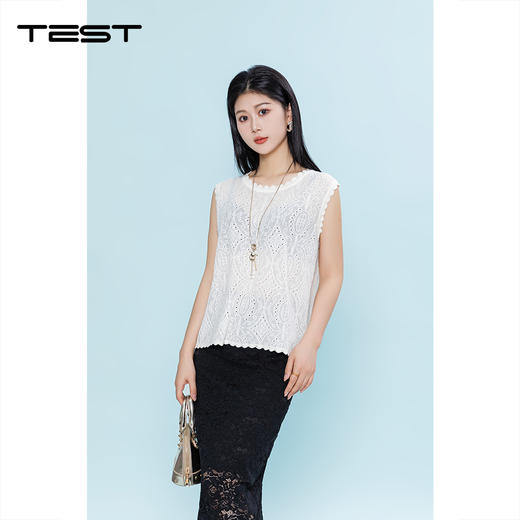 夏上新宽松显瘦气质通勤蕾丝百搭气质针织衫1262068 商品图0