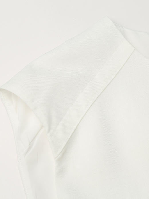 法式慵懒风白色圆领无袖雪纺上衣 压褶细节后拉链 夏季宽松遮肉通勤背心 商品图2