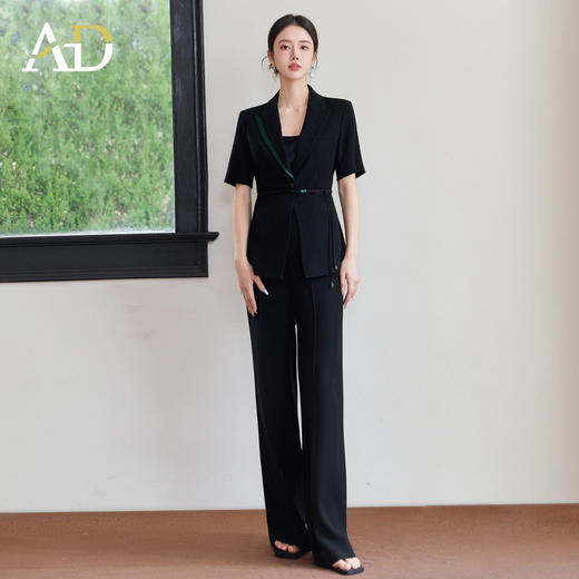 AD新中式短袖西装套装女夏季2026年新款高级感淡人高知穿搭一整套 商品图1