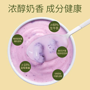 和润0脂肪蓝莓味880g 低温酸奶酸牛奶风味发酵乳酸奶碗佐餐解腻 代餐 商品图0
