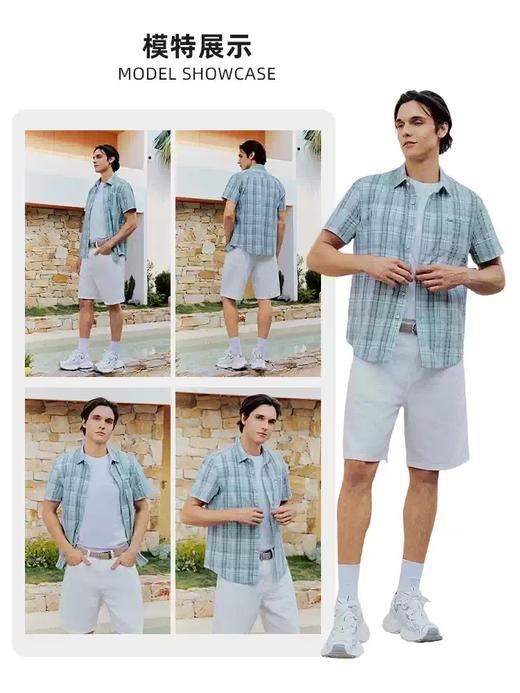 波顿男士夏季清爽自在 短袖格仔衬衫MS170226 商品图3