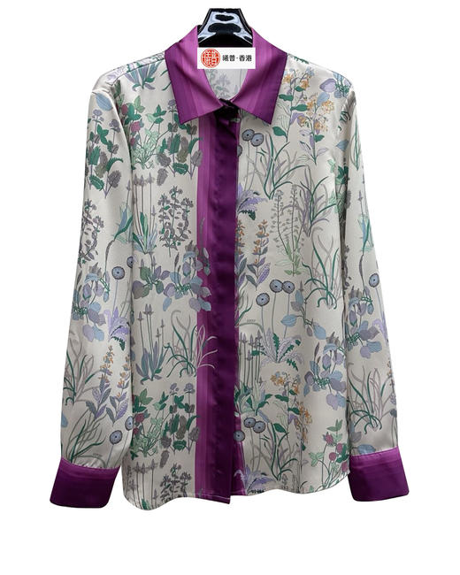 女款丝质印花长袖衬衫ba012 商品图0