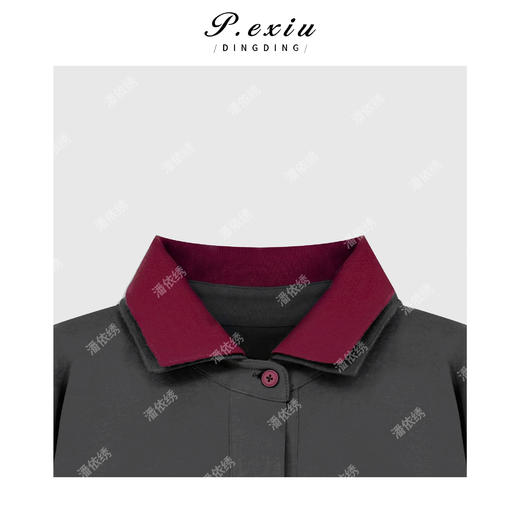 04-3潘依绣丁丁宠粉100%棉重磅Polo领廓形双层领边短袖T恤 W-63376 商品图2