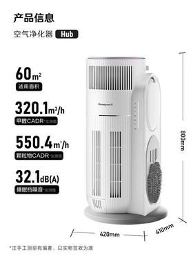 霍尼韦尔（Honeywell）宠物猫用空气净化器吸猫毛除甲醛异味过敏源杀菌消毒母婴级0臭氧泄漏KJ520F-C22W 霍哈宝H-Cat Hub