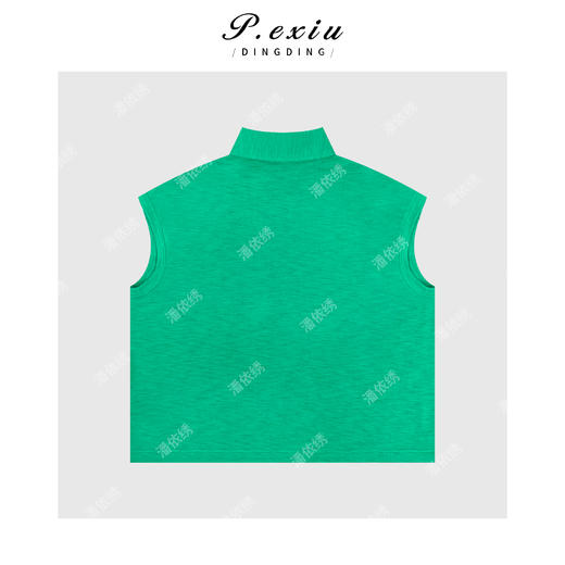 04-3潘依绣丁丁宠粉【薄荷气泡】100%棉Polo领小飞袖百搭T恤W-63023 商品图2