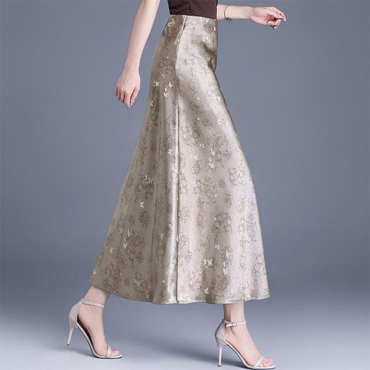 「自」全新升级【铂金会员146/天猫189/差价43】(11905)洛诗琳复古印花半身裙女2026夏季新款高腰垂感优雅中长A字裙 商品图1