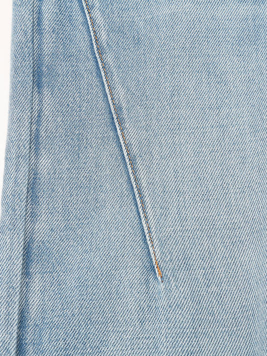老钱风高腰浅蓝阔腿牛仔裤女夏季薄款垂感分割线宽松显瘦直筒拖地裤 商品图3