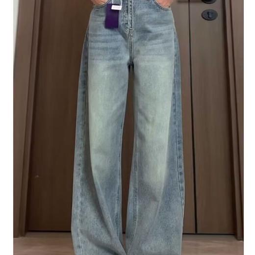 【300斤超大码、高腰显瘦版型】2026新款特大码复古毛边阔腿牛仔裤女胖mm高腰显瘦垂感直筒拖地.TA 商品图1