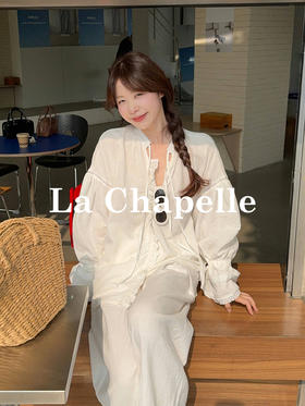 专柜实拍【温柔老钱感！】拉夏贝尔/La Chapelle法式镂空花边暗扣系带设计全棉长袖衬衫韩系小众上衣女