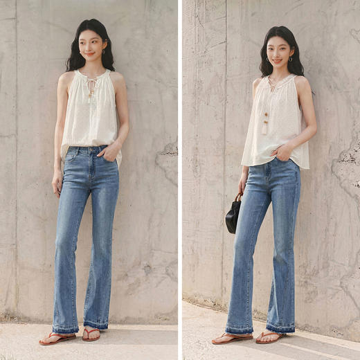 森柔|商场同款森马牛仔裤女夏分割长裤2026新款显瘦显腿长喇叭裤 商品图4