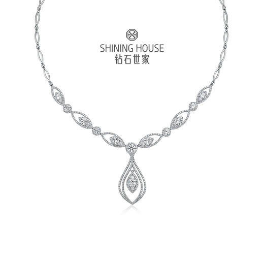 幻美佳人系列[天然] 钻石世家 18k金钻石项链 18K金钻石耳饰 天然真钻K金项链K金耳饰婚嫁结婚订婚耀目群镶18K金天然真钻钻石项链钻石耳饰（预计3天发货） 商品图1