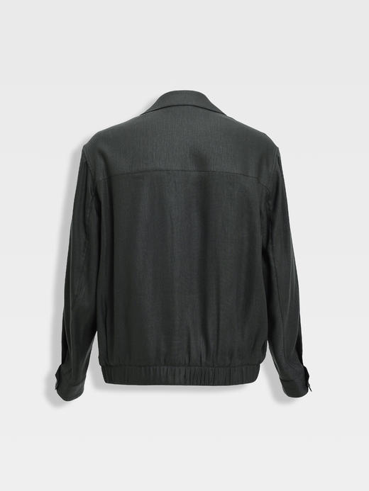 callisto深灰丝麻毛面料松弛古巴领松弛复古外套 商品图1