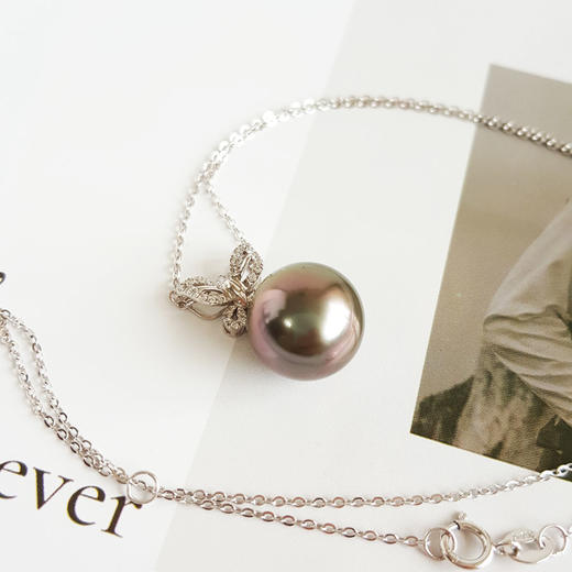 【天然正品】AU585白金镶天然近完美约11.2MM大溪地海水珍珠吊坠项链 250326NJS18 商品图3