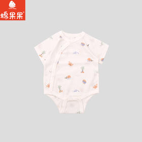 棉果果夏季新品男童女童纯棉凉感防蚊5A抗菌偏襟短袖三角连体衣M201710226208