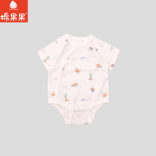 棉果果夏季新品男童女童纯棉凉感防蚊5A抗菌偏襟短袖三角连体衣M201710226208 商品图0
