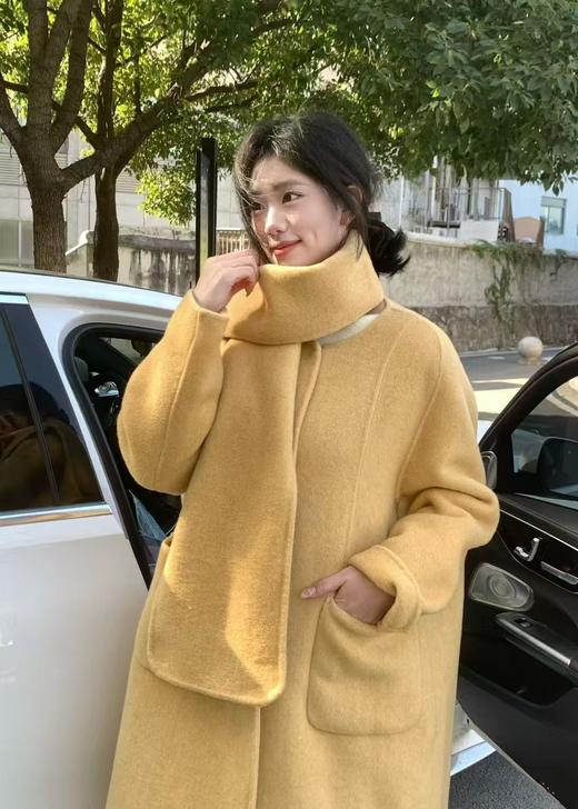 【门店同款】ENJOY冬季韩系带围巾长款大衣 166793848 商品图3