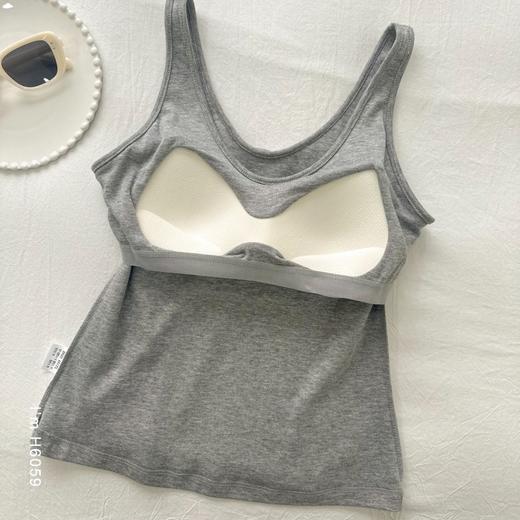 老米优品🎈3-5天。2件包邮！贴身温柔小云朵~☁《天丝莱赛尔+绵羊毛 一体式纯色吊带背心》自带胸垫设计！DD260410A 商品图2