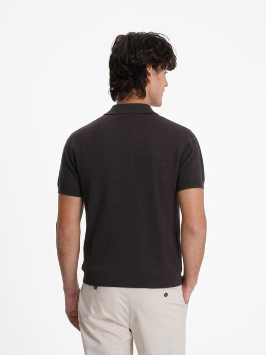 callisto黑色古巴领波浪蜂巢纹棉混纺T恤 商品图14