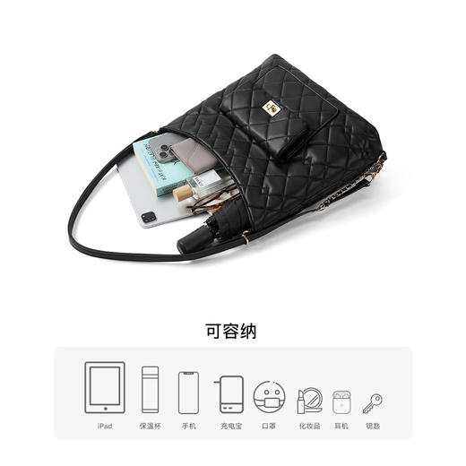 星期六优雅菱格通勤百搭大容量单肩包SSD521A0VN 商品图4