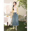 鹿向南「枫屿浅序」蓝色半身裙女夏季新款高腰显瘦休闲A字中长裙 商品缩略图4