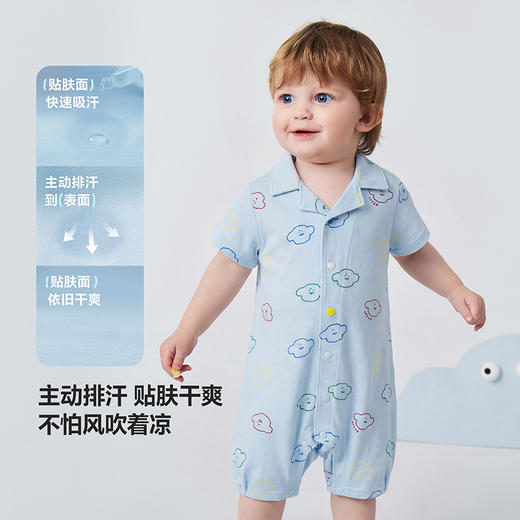 迷你巴拉巴拉婴儿连体衣休闲翻领宝宝外出爬服亲肤排汗抑菌26夏 商品图2