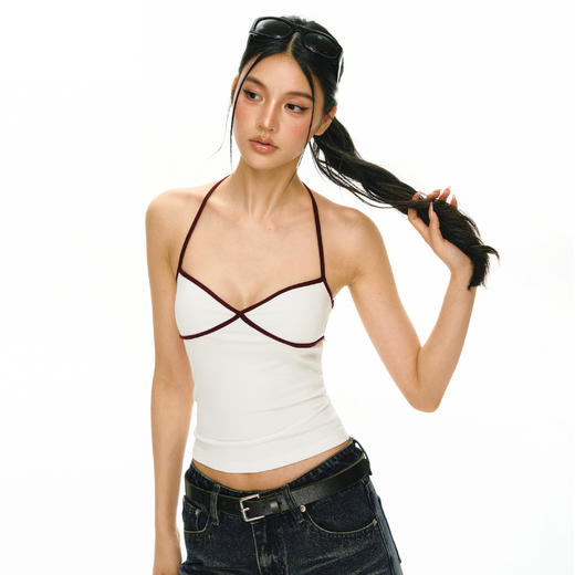 Ariseism 美式复古撞色露背吊带女夏季新款外穿上衣 商品图1