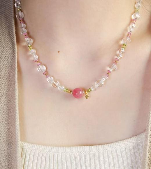 【宫里手串】桃红柳绿·天然白水晶蔷薇辉石碧玺小花手链/项链（48小时发货） 商品图6